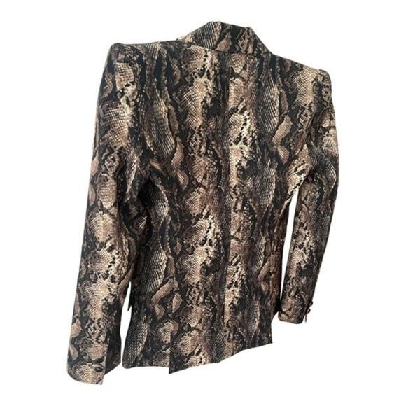 L’ AGENCE Chamberlain Python Print Single Breasted Blazer Jacket Brown Size 2 - Picture 15 of 16